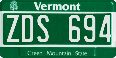 VT license plate ZDS694