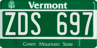 VT license plate ZDS697