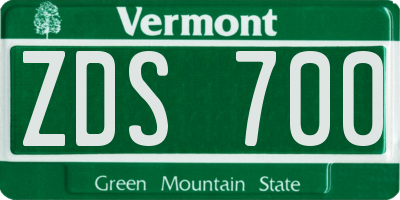 VT license plate ZDS700