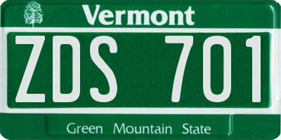 VT license plate ZDS701