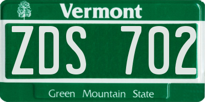 VT license plate ZDS702