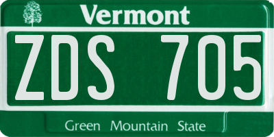 VT license plate ZDS705