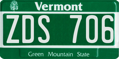 VT license plate ZDS706