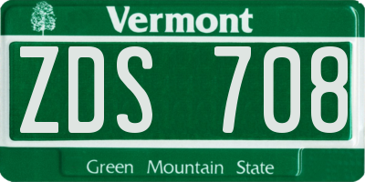 VT license plate ZDS708