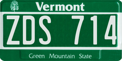 VT license plate ZDS714