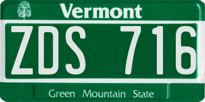 VT license plate ZDS716