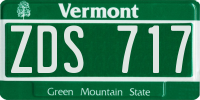 VT license plate ZDS717
