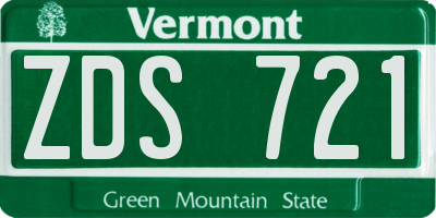 VT license plate ZDS721