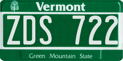 VT license plate ZDS722