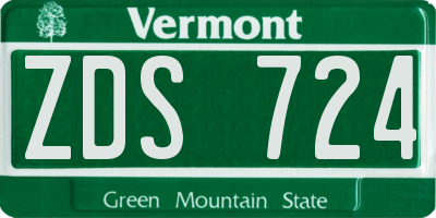 VT license plate ZDS724