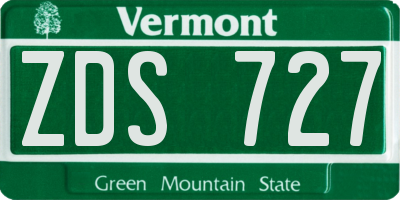 VT license plate ZDS727