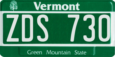 VT license plate ZDS730