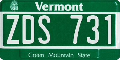 VT license plate ZDS731