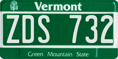 VT license plate ZDS732