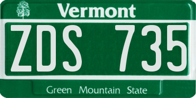 VT license plate ZDS735