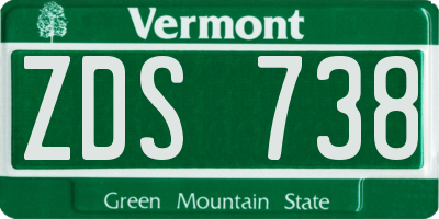 VT license plate ZDS738