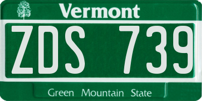 VT license plate ZDS739