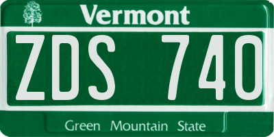 VT license plate ZDS740