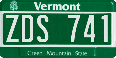 VT license plate ZDS741