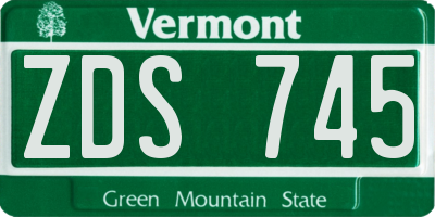 VT license plate ZDS745
