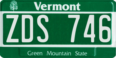 VT license plate ZDS746