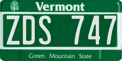 VT license plate ZDS747