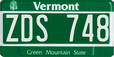 VT license plate ZDS748