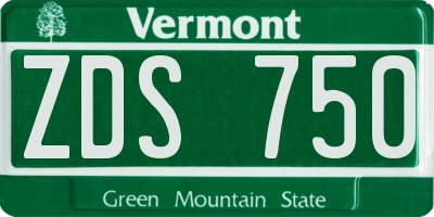 VT license plate ZDS750