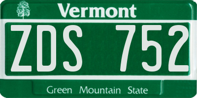 VT license plate ZDS752