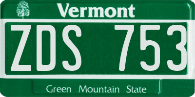 VT license plate ZDS753