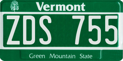 VT license plate ZDS755