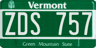 VT license plate ZDS757