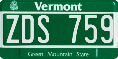 VT license plate ZDS759