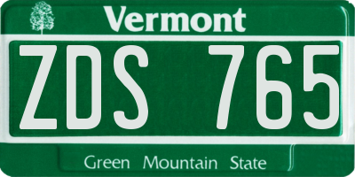 VT license plate ZDS765