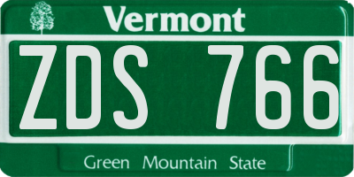 VT license plate ZDS766
