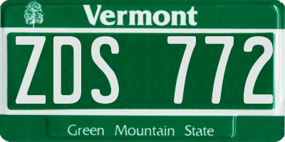 VT license plate ZDS772