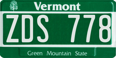 VT license plate ZDS778