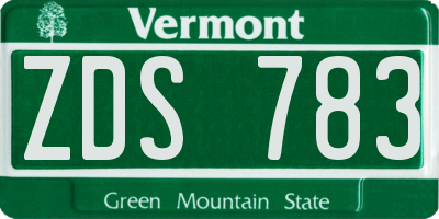 VT license plate ZDS783