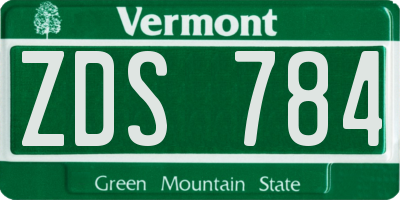 VT license plate ZDS784