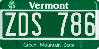 VT license plate ZDS786