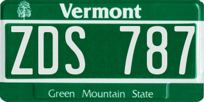 VT license plate ZDS787