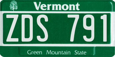 VT license plate ZDS791