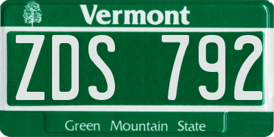VT license plate ZDS792