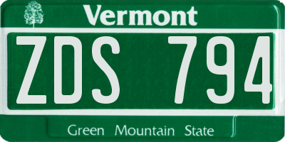 VT license plate ZDS794