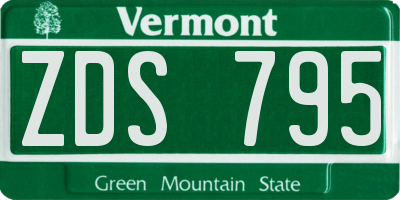 VT license plate ZDS795