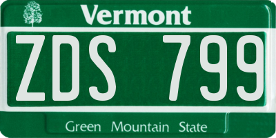 VT license plate ZDS799