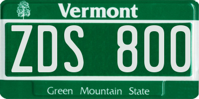 VT license plate ZDS800