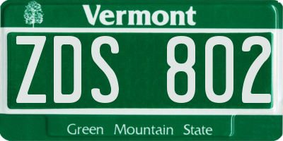 VT license plate ZDS802