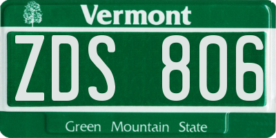 VT license plate ZDS806