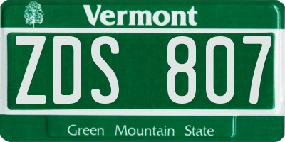VT license plate ZDS807